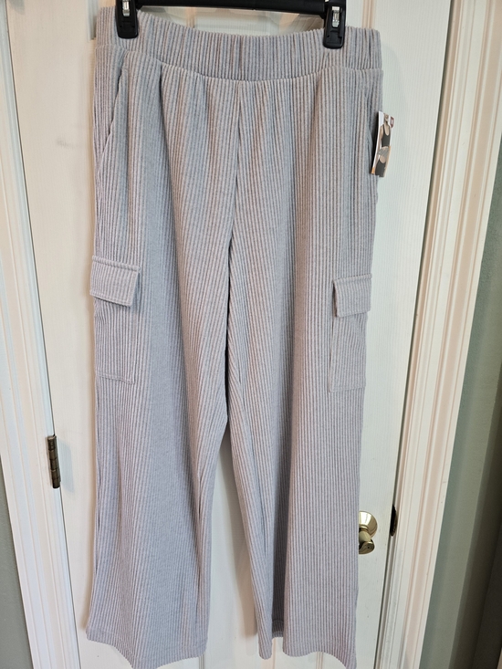 Avia Pants - Avia Light Gray Ribbed Wide-Leg Cargo Pants Size Medium New With Tags